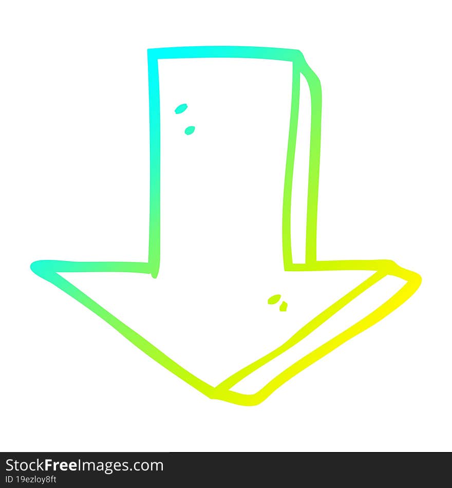 cold gradient line drawing cartoon pointing arrow