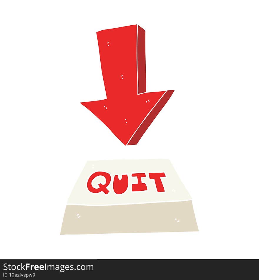 Flat Color Illustration Of A Cartoon Quit Button