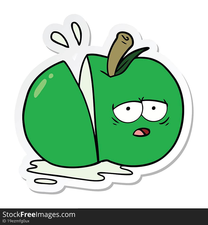 Sticker Of A Cartoon Sliced Apple