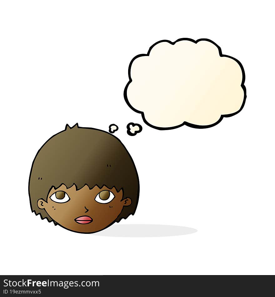 cartoon girl staring with thought bubble