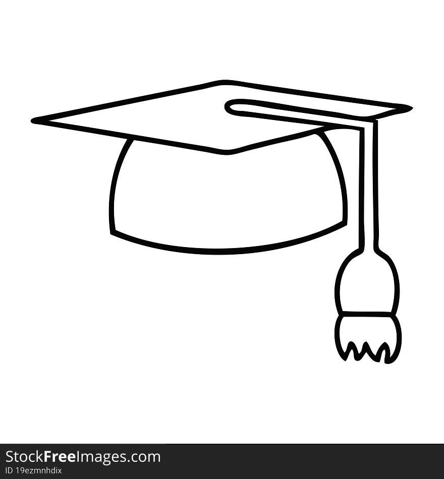 Line Drawing Cartoon Graduation Hat