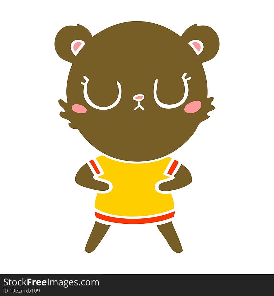 peaceful flat color style cartoon bear