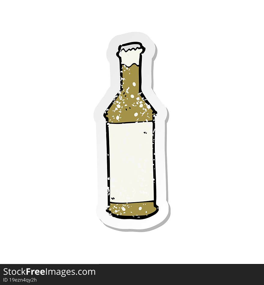 Retro Distressed Sticker Of A Cartoon Beer Bottle