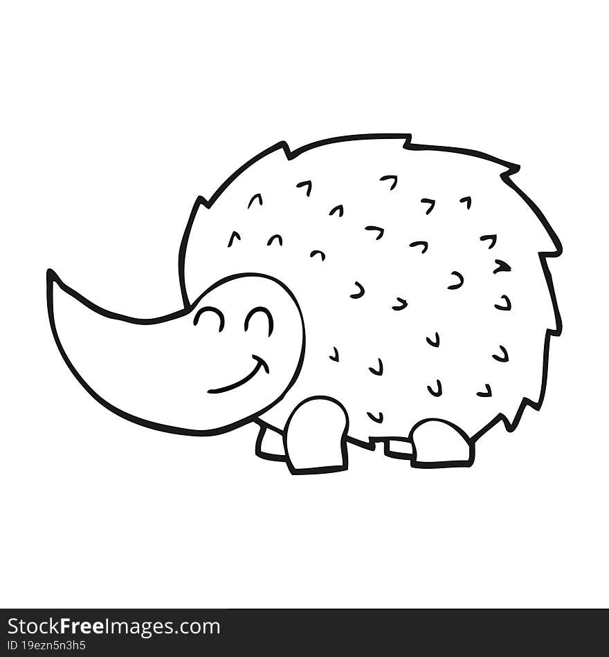 Black And White Cartoon Hedgehog