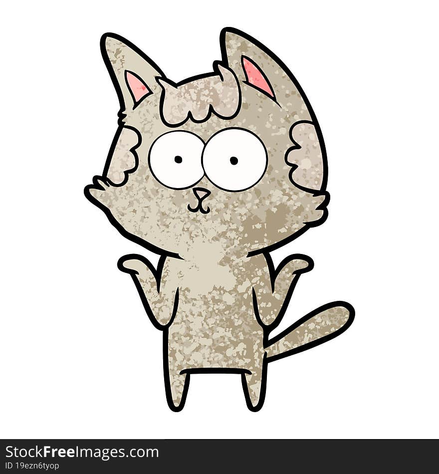 happy cartoon cat shrugging;shoulders. happy cartoon cat shrugging;shoulders