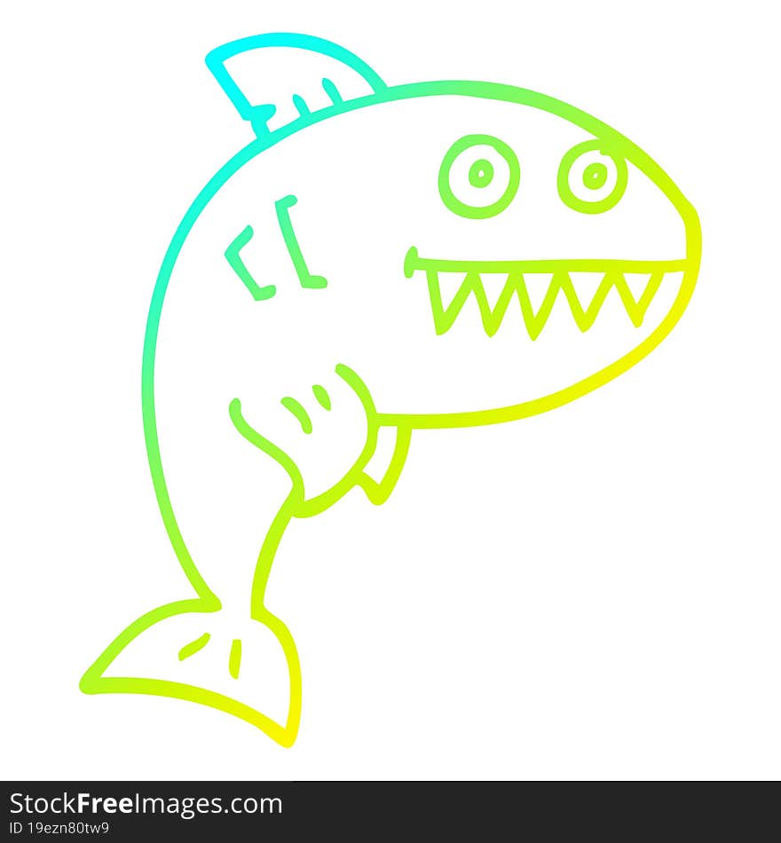 cold gradient line drawing cartoon deadly shark