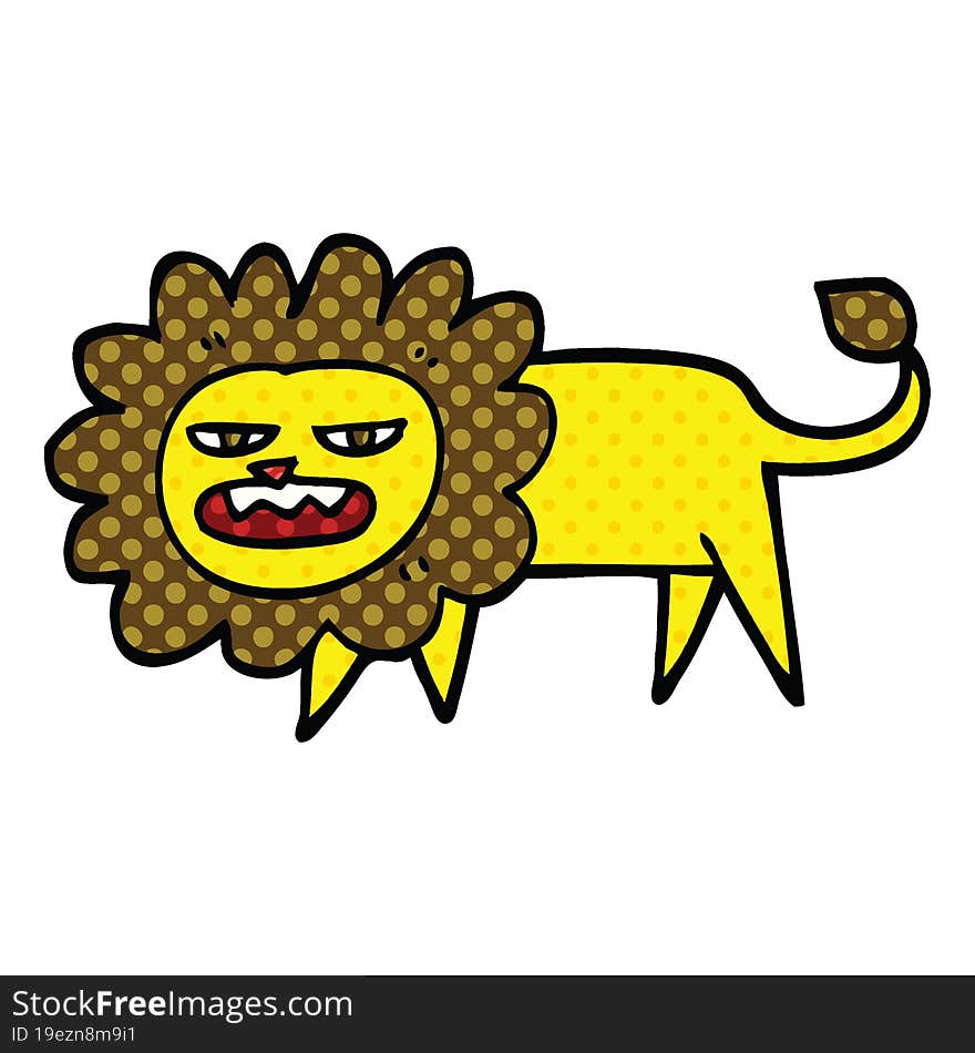 comic book style cartoon angry lion