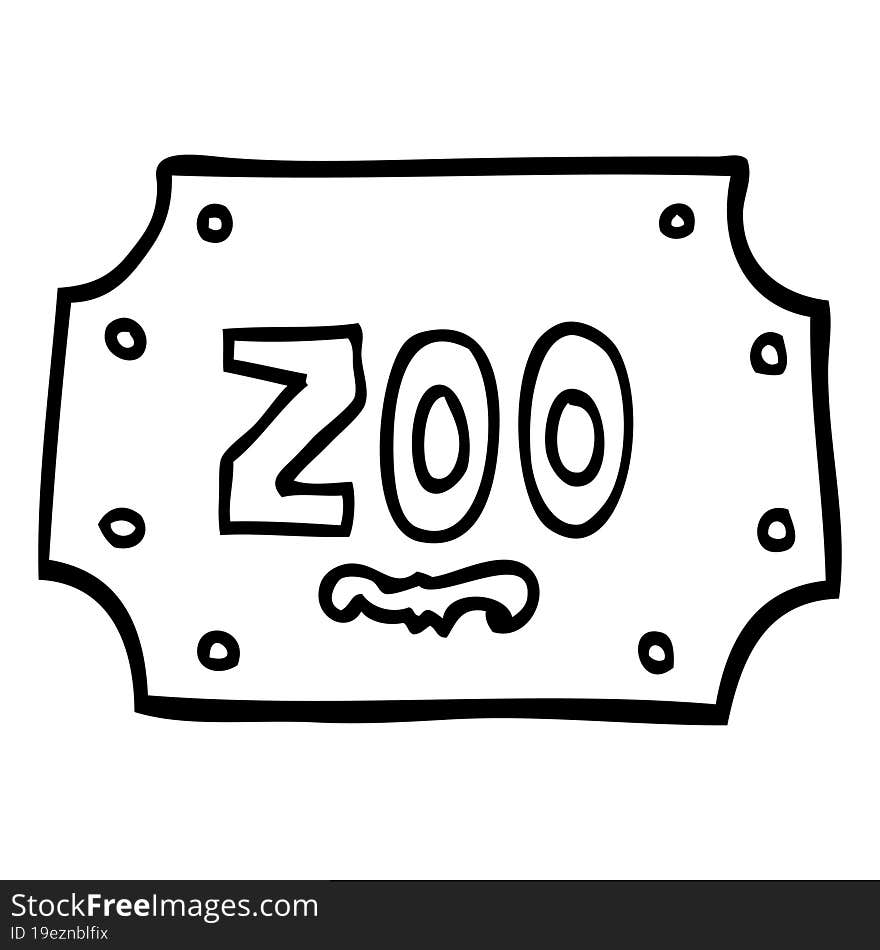 black and white cartoon zoo sign