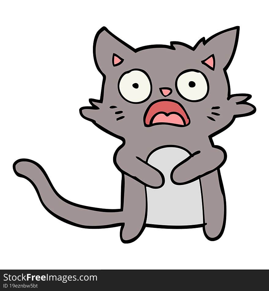 cartoon horrified cat. cartoon horrified cat