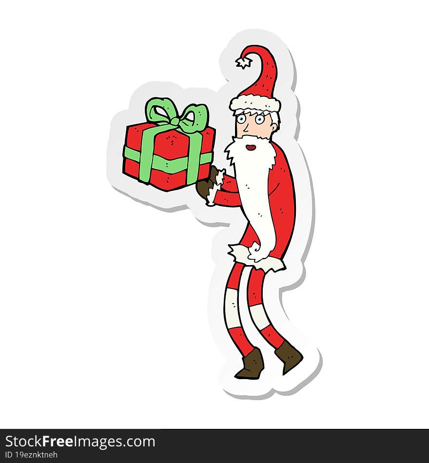 sticker of a cartoon santa claus