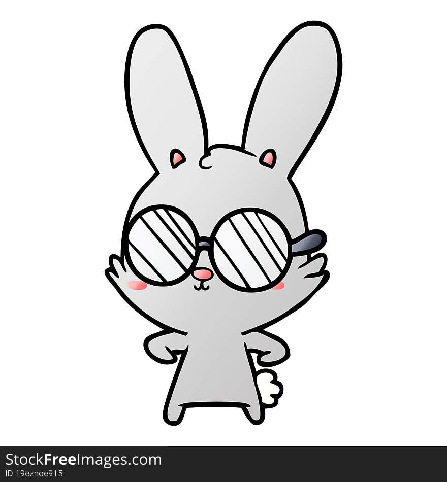 cute cartoon rabbit wearing glasses. cute cartoon rabbit wearing glasses