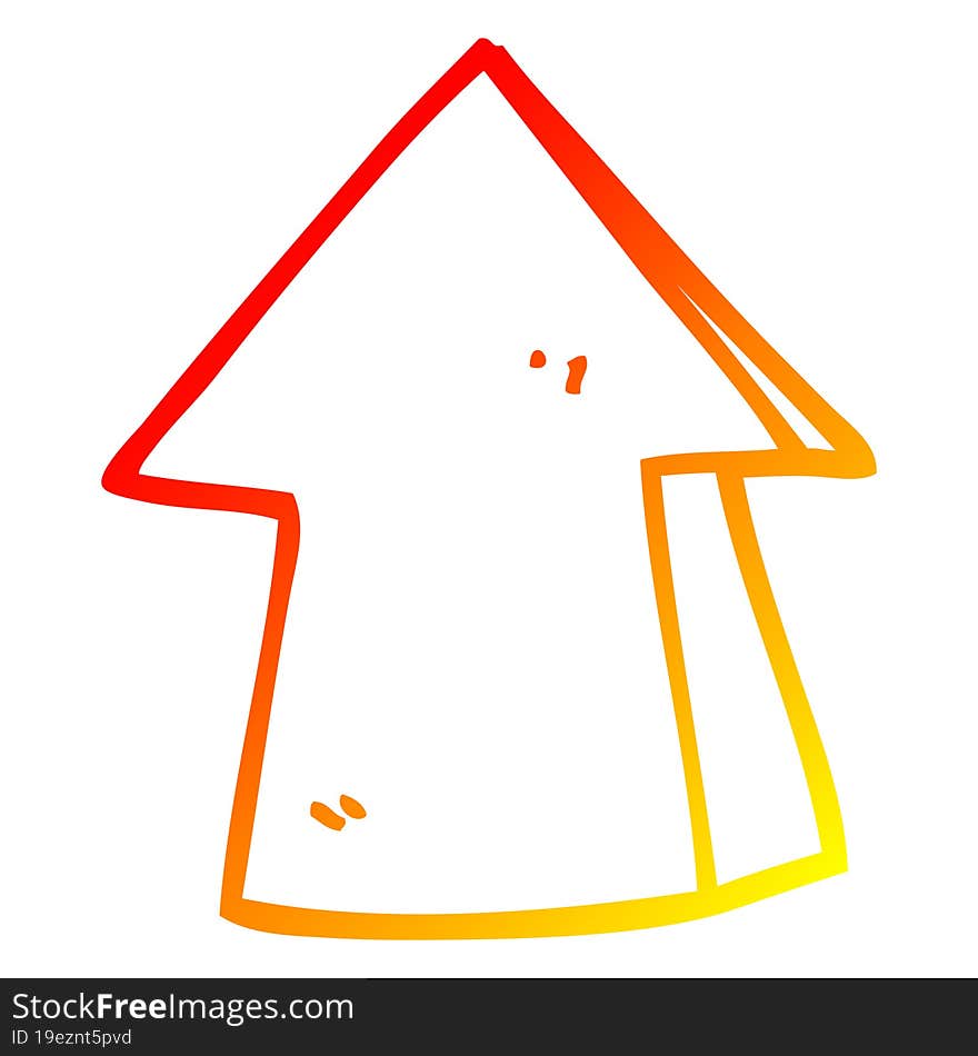 warm gradient line drawing cartoon pointing arrow