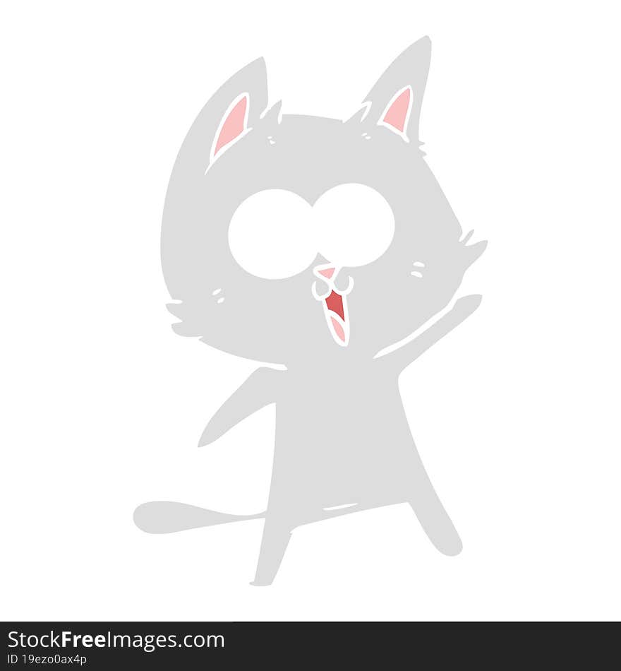 funny flat color style cartoon cat