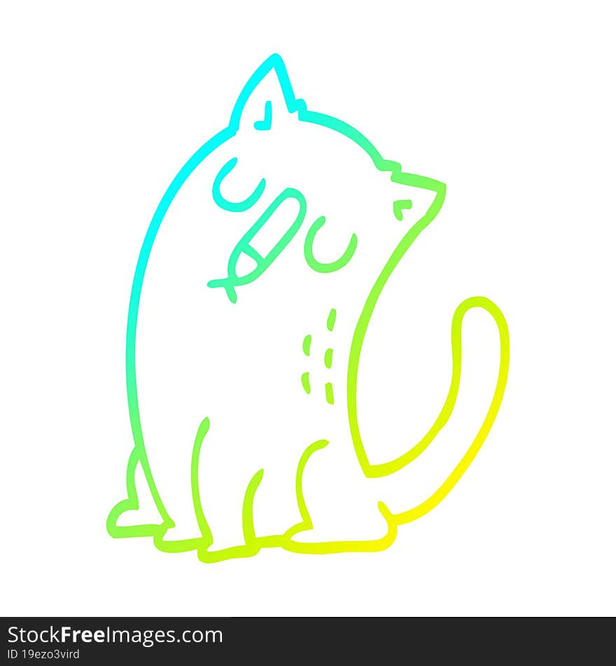 cold gradient line drawing cartoon funny cat