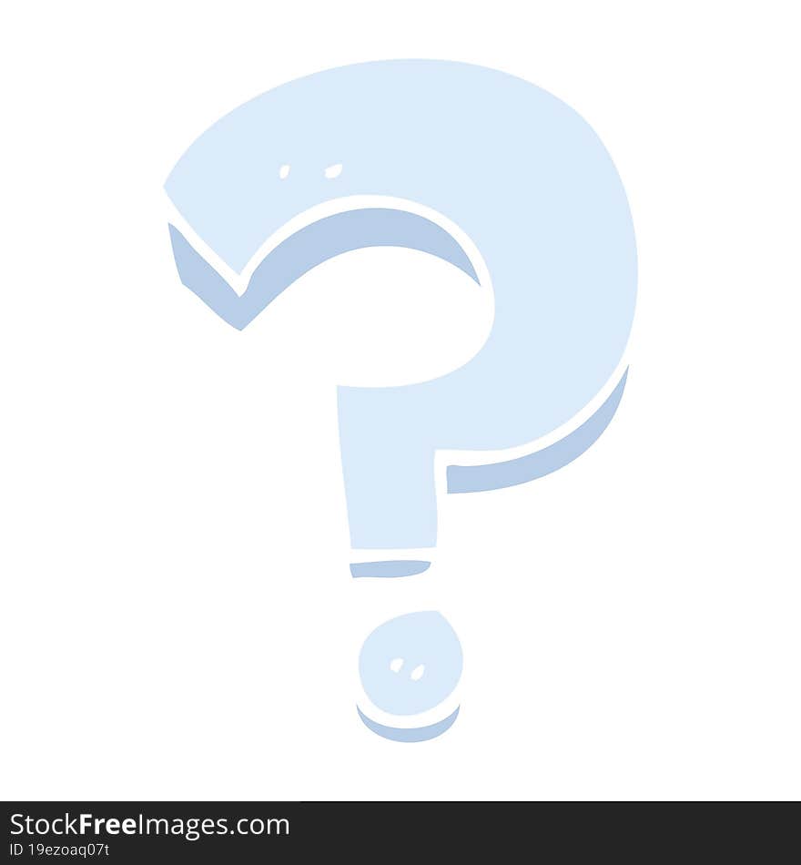 Flat Color Illustration Of A Cartoon Question Mark