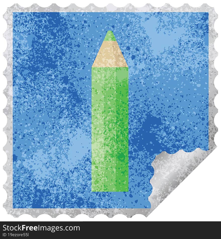 green coloring pencil graphic square sticker stamp. green coloring pencil graphic square sticker stamp