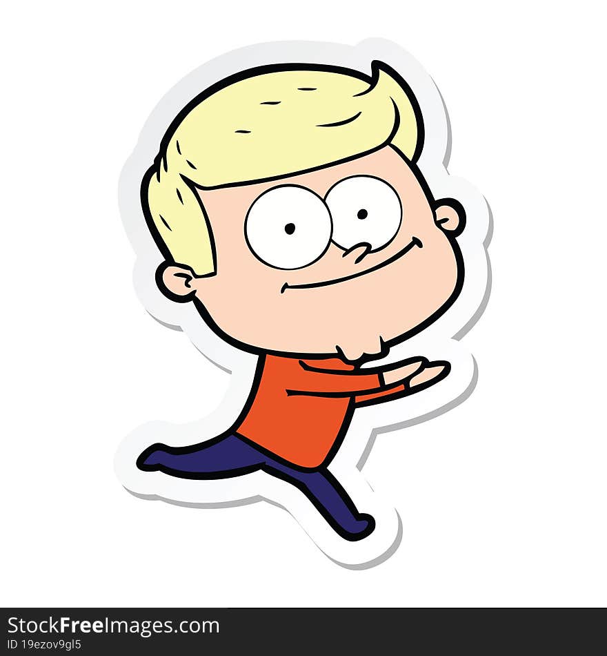 sticker of a cartoon happy man