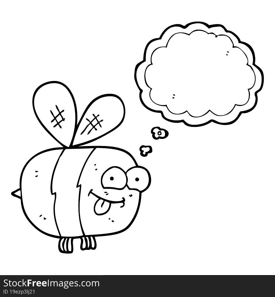 freehand drawn thought bubble cartoon bee