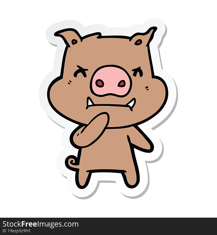 sticker of a angry cartoon pig