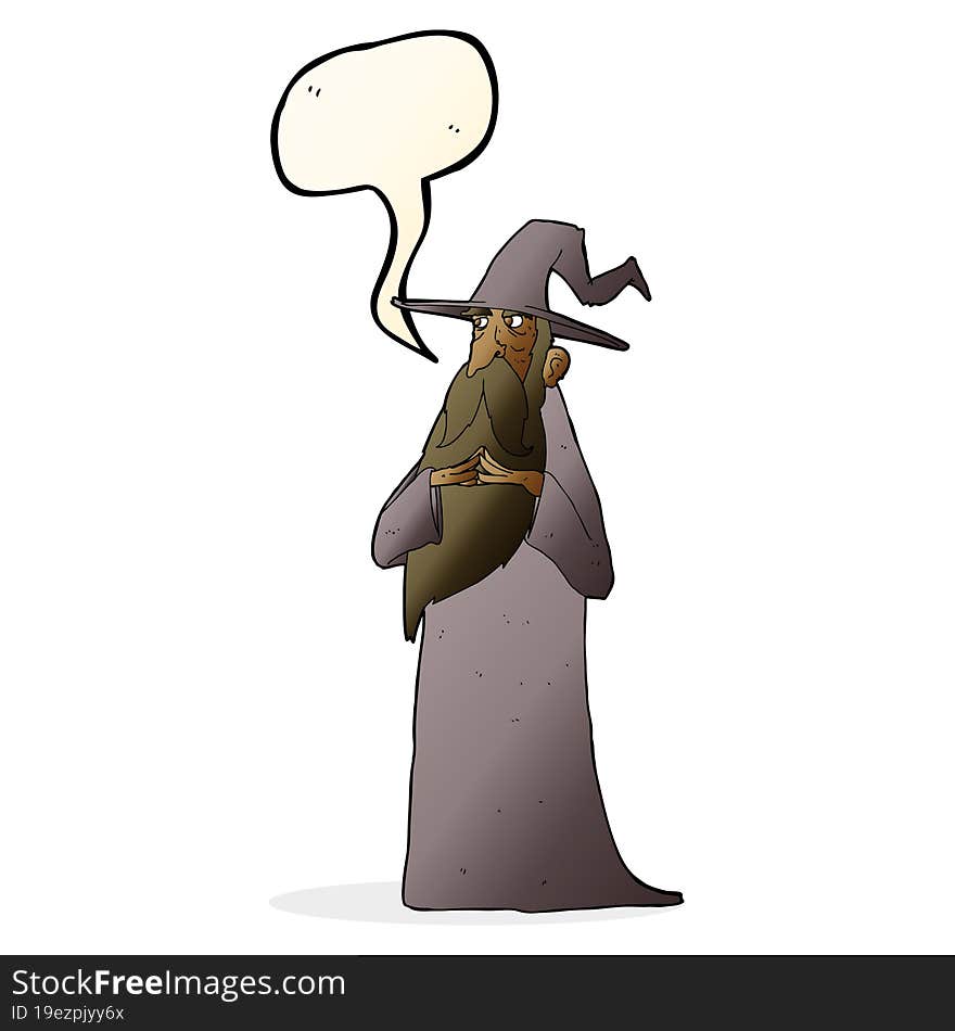 Cartoon Wizard With Speech Bubble