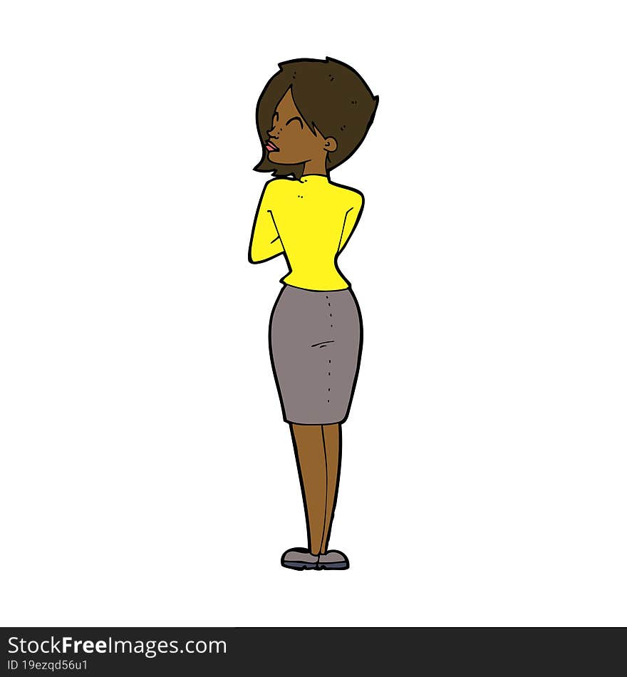 Cartoon Businesswoman Ignoring