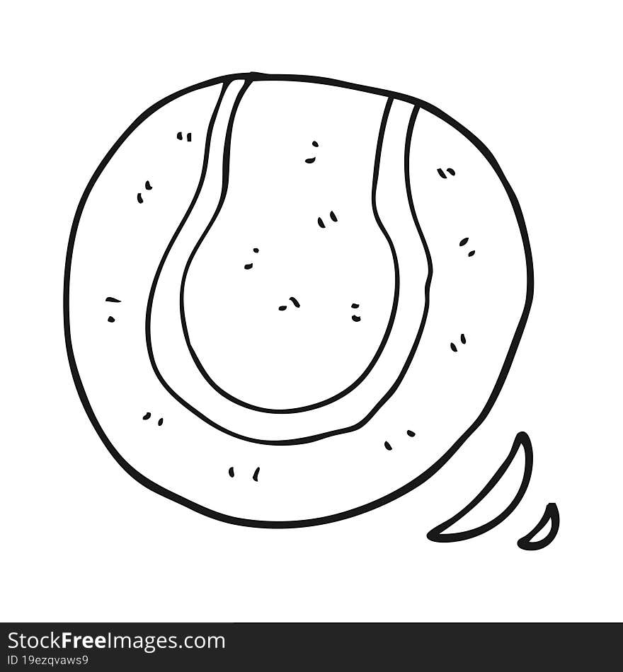 black and white cartoon tennis ball