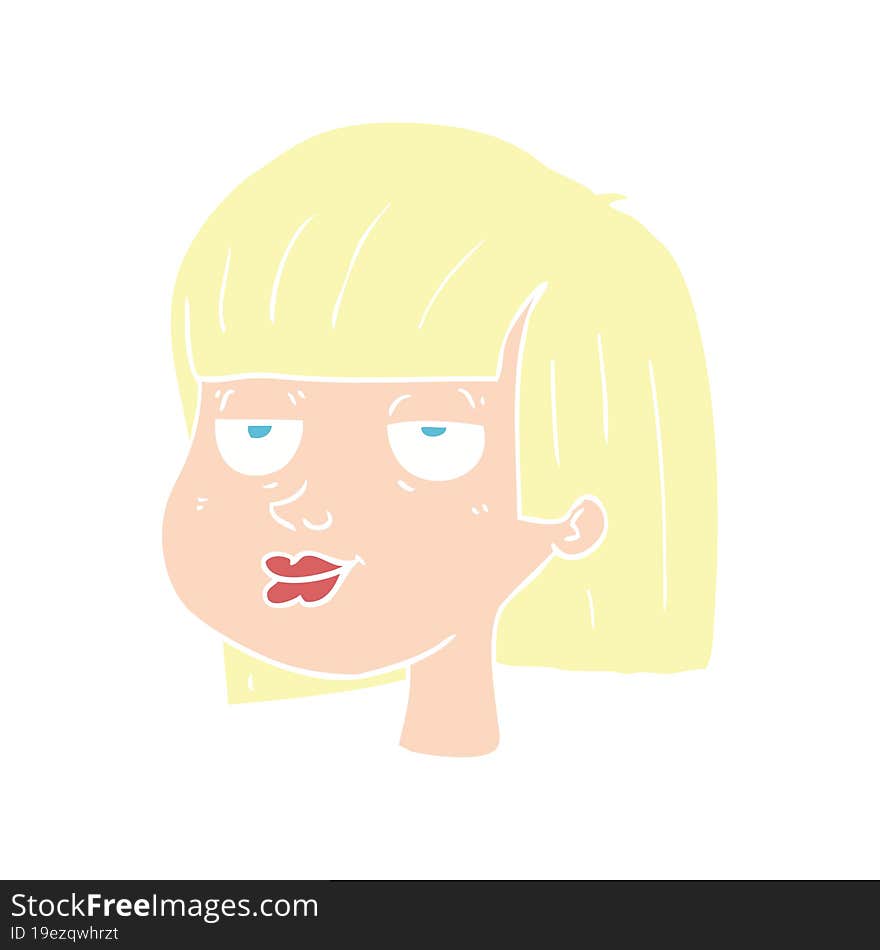 Flat Color Illustration Of A Cartoon Female Face