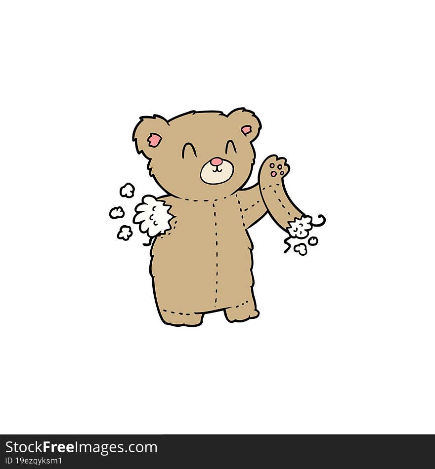 cartoon teddy bear with torn arm. cartoon teddy bear with torn arm