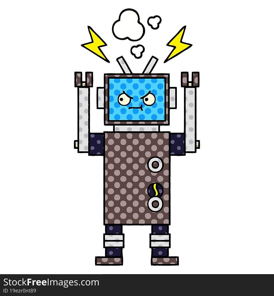 Comic Book Style Cartoon Robot