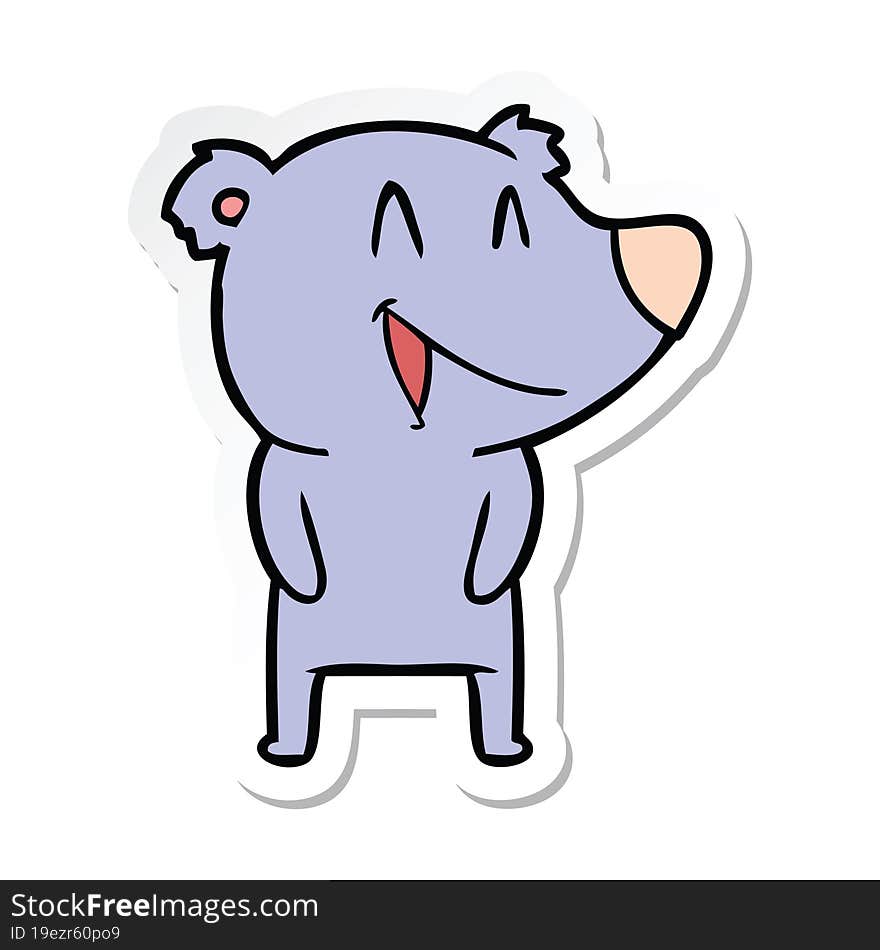 Sticker Of A Laughing Bear Cartoon