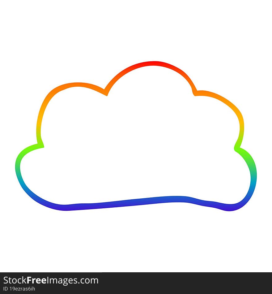 rainbow gradient line drawing of a cartoon weather cloud