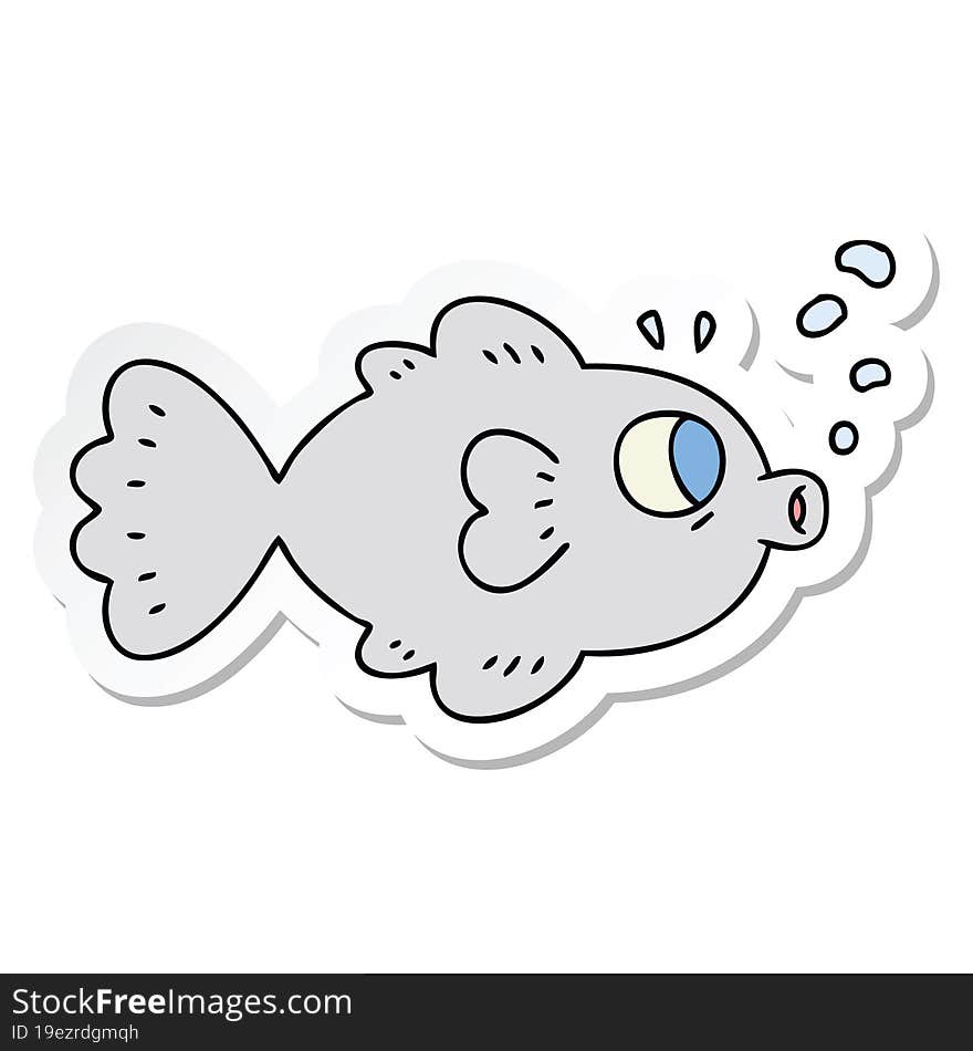 sticker of a quirky hand drawn cartoon fish