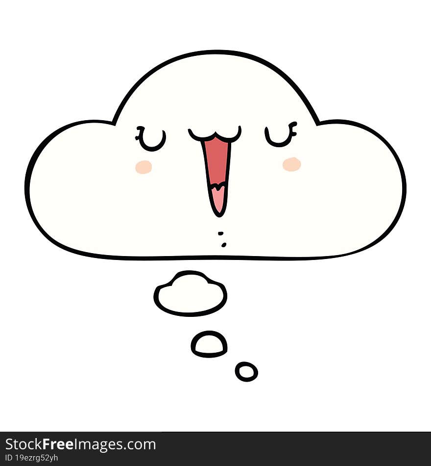 cute happy cartoon face with thought bubble. cute happy cartoon face with thought bubble