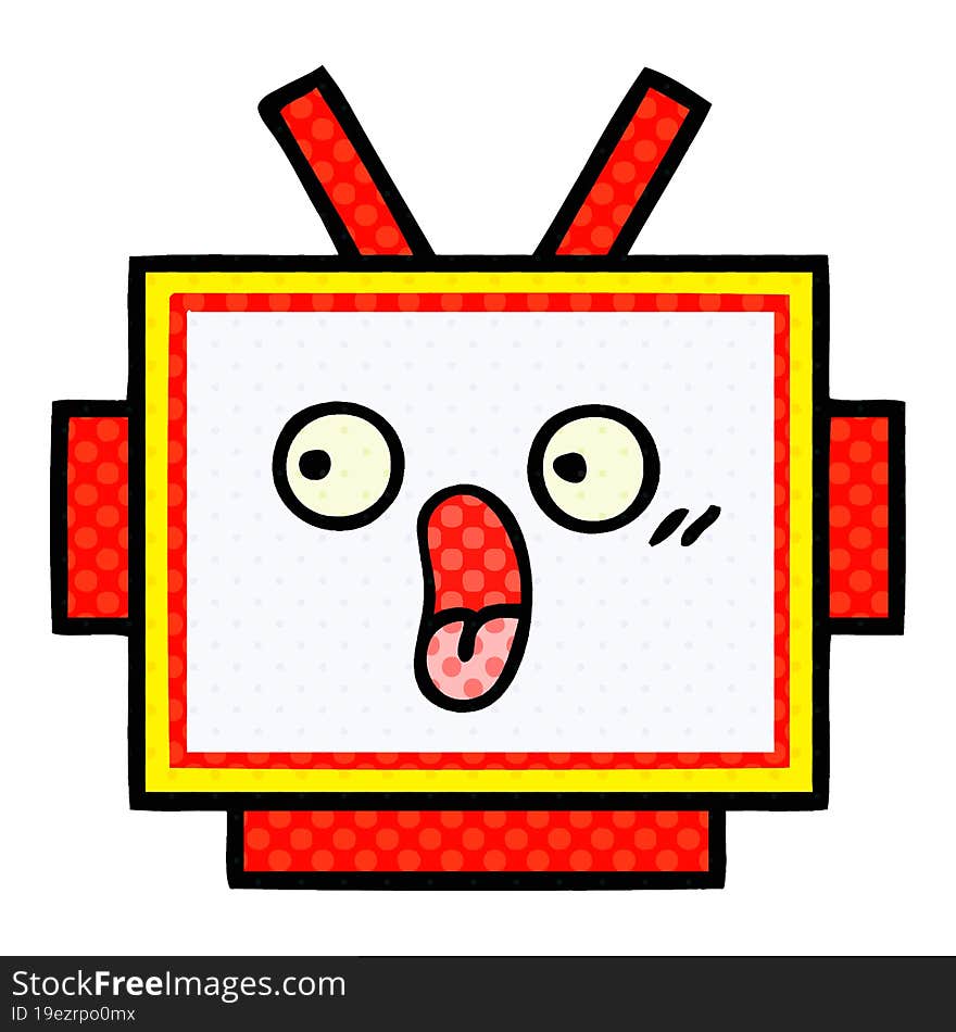 comic book style cartoon robot head