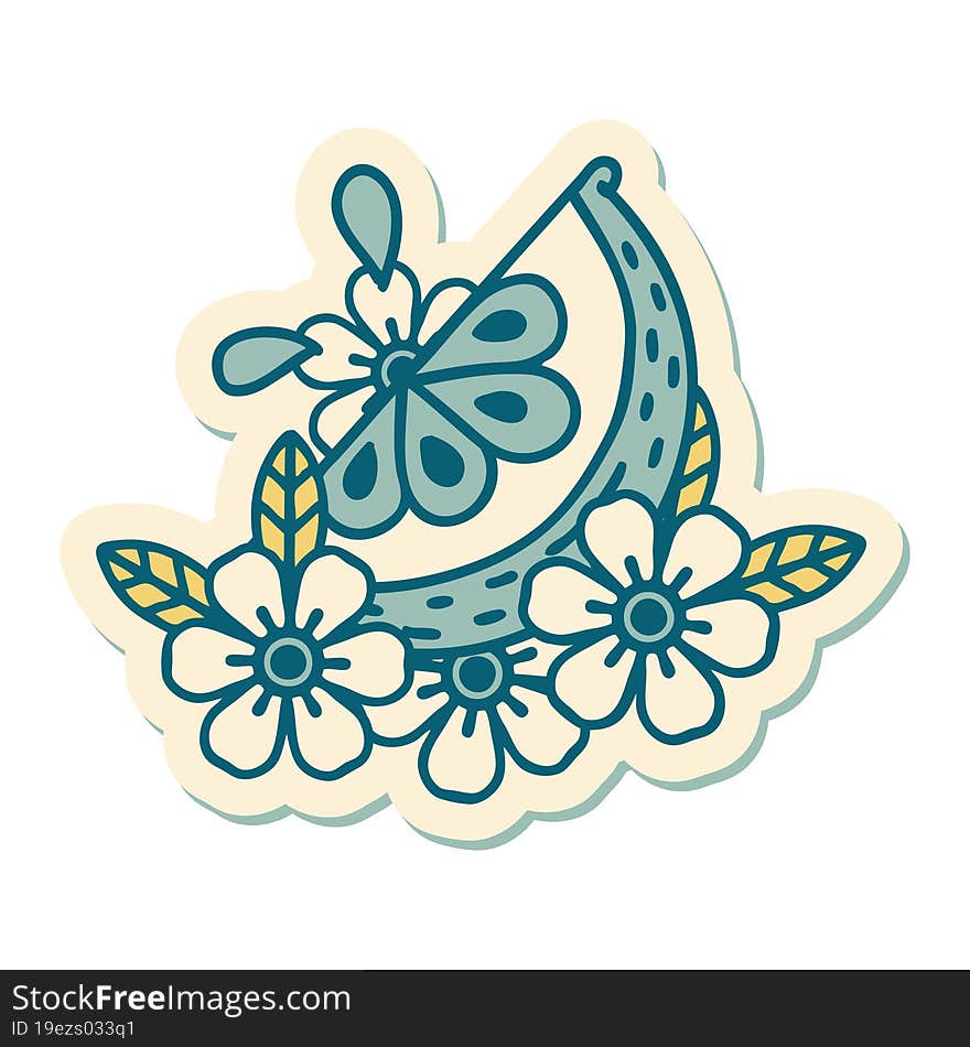 tattoo style sticker of a decorative lemon