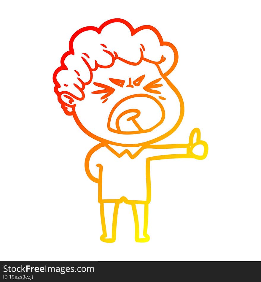 warm gradient line drawing cartoon furious man