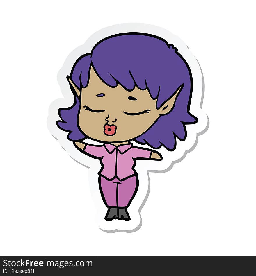 sticker of a pretty cartoon elf girl