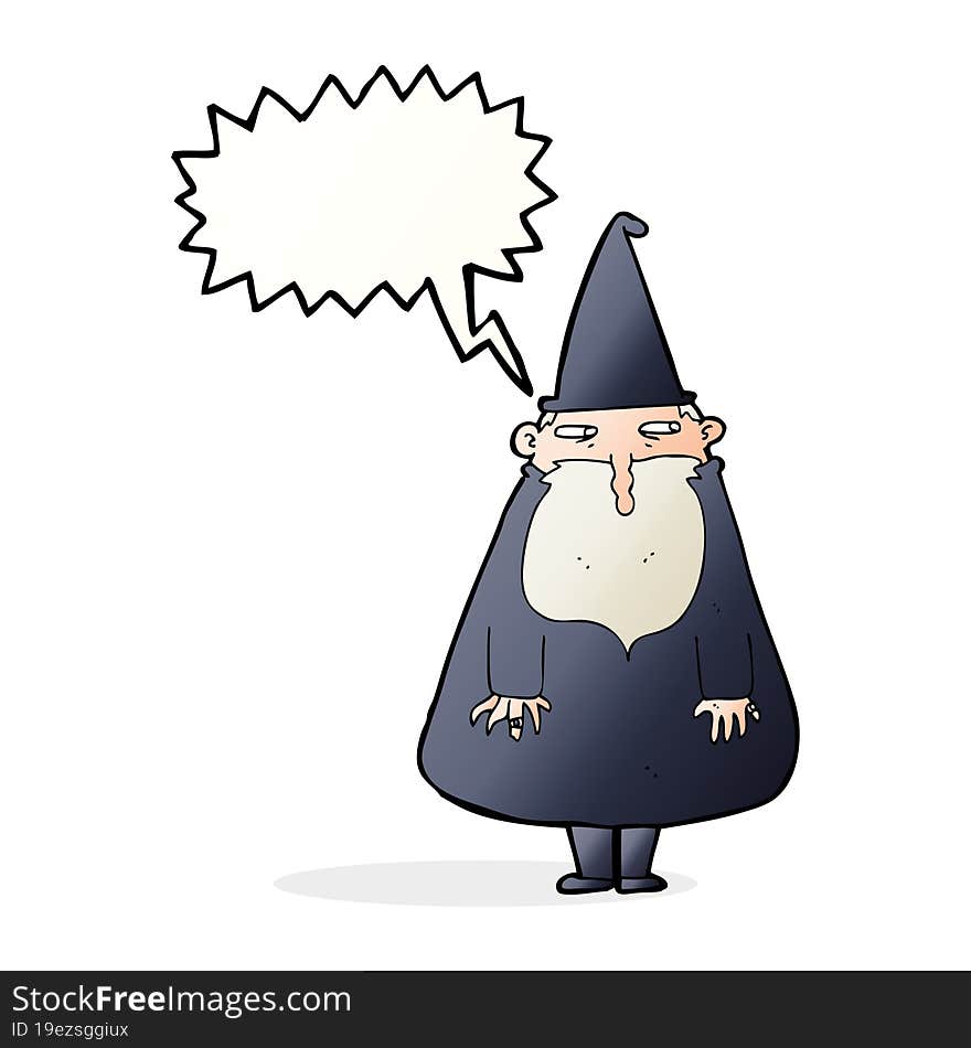 Cartoon Wizard With Speech Bubble