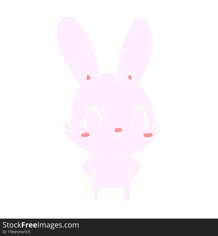 Cute Flat Color Style Cartoon Rabbit