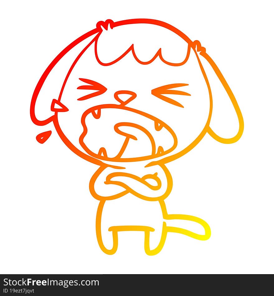 Warm Gradient Line Drawing Cute Cartoon Dog