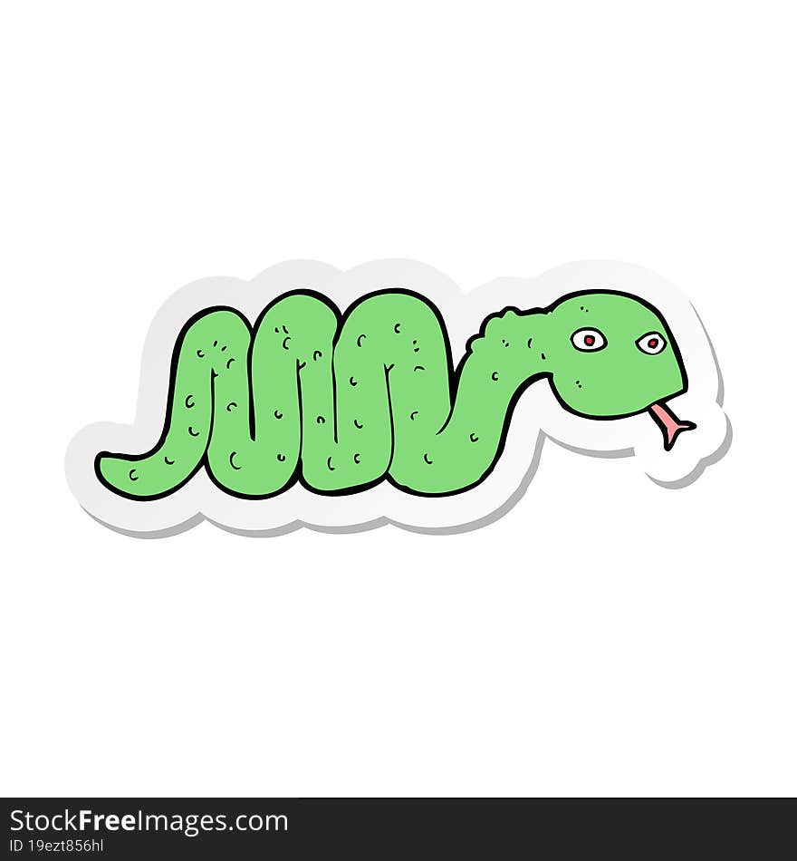 Sticker Of A Funny Cartoon Snake