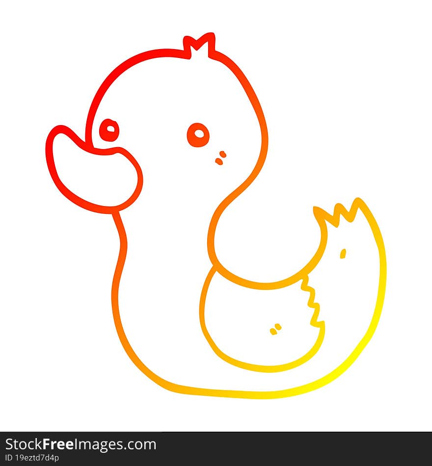 Warm Gradient Line Drawing Cartoon Duck