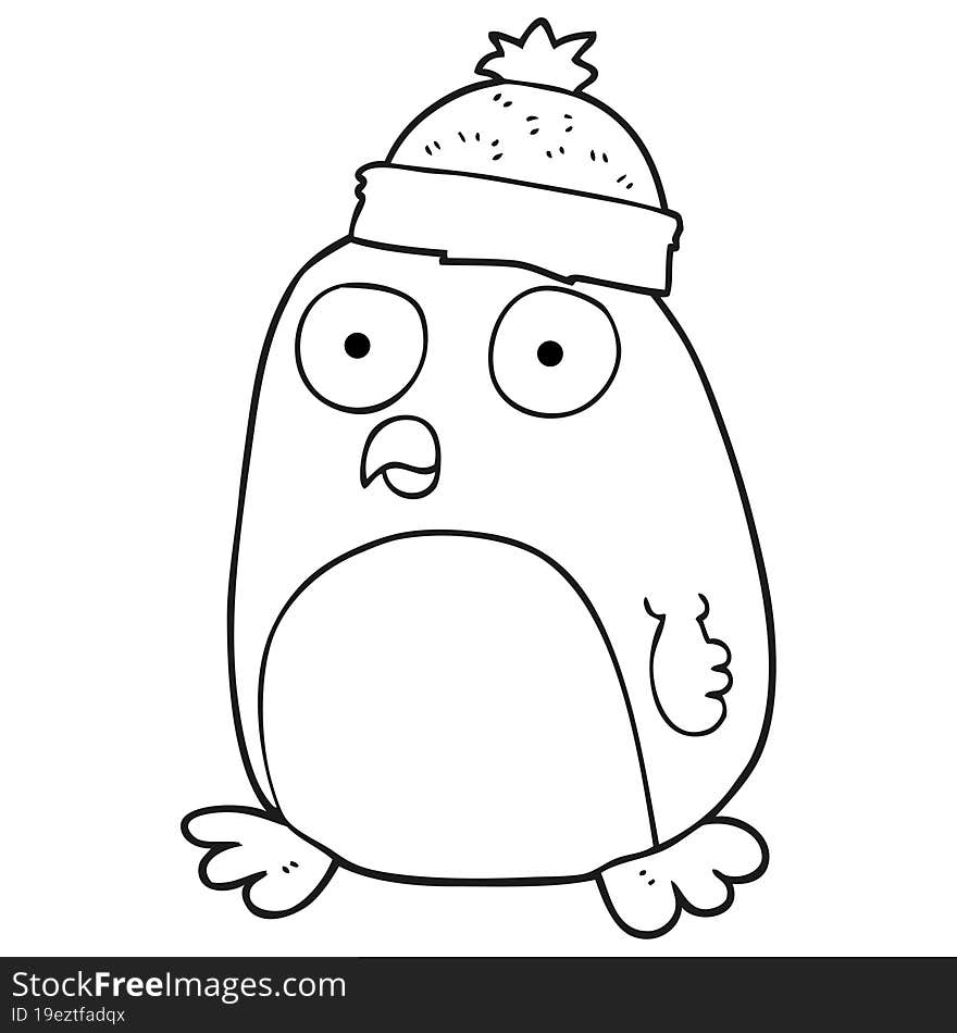 black and white cartoon penguin