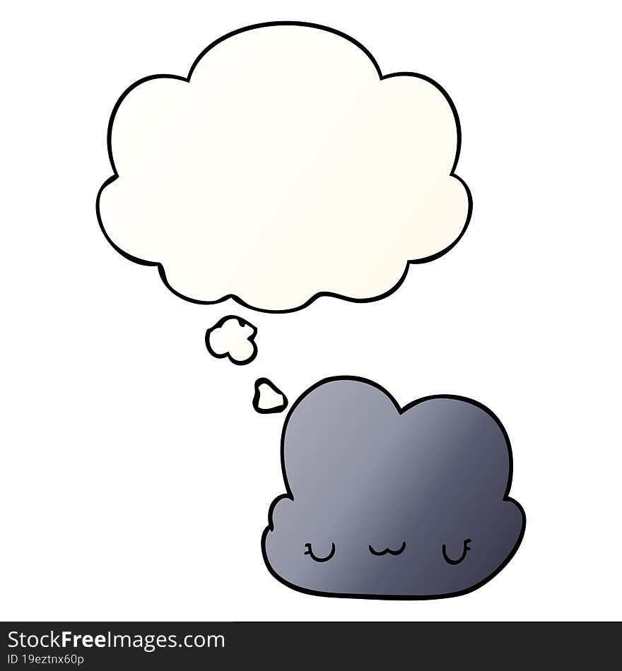 cute cartoon cloud and thought bubble in smooth gradient style