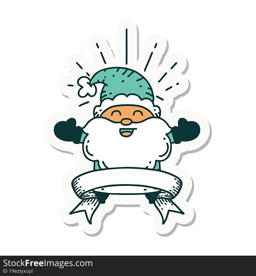 sticker of tattoo style happy santa claus christmas character