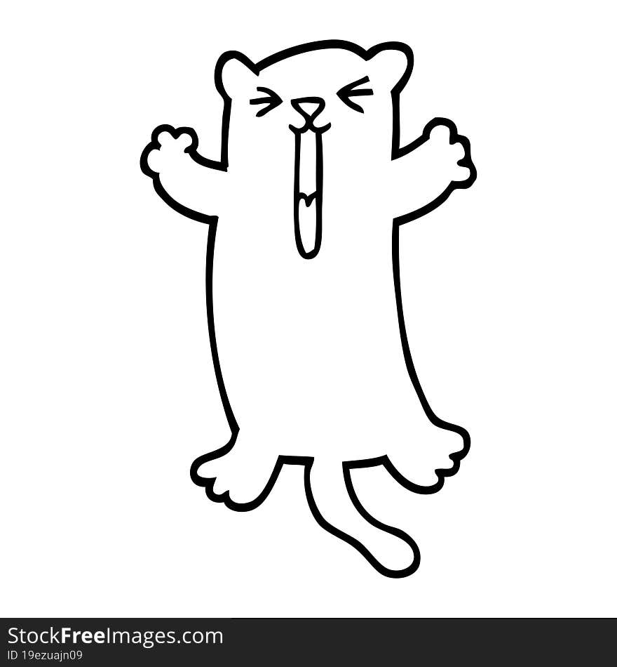 black and white cartoon happy cat