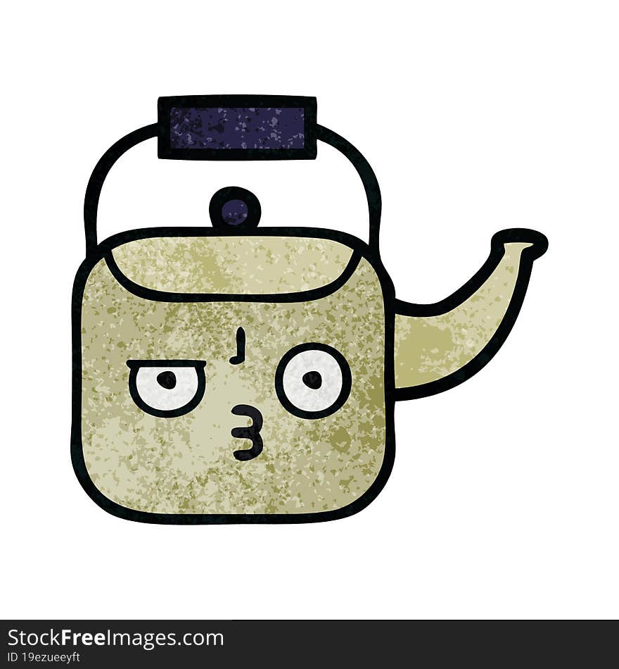 retro grunge texture cartoon kettle