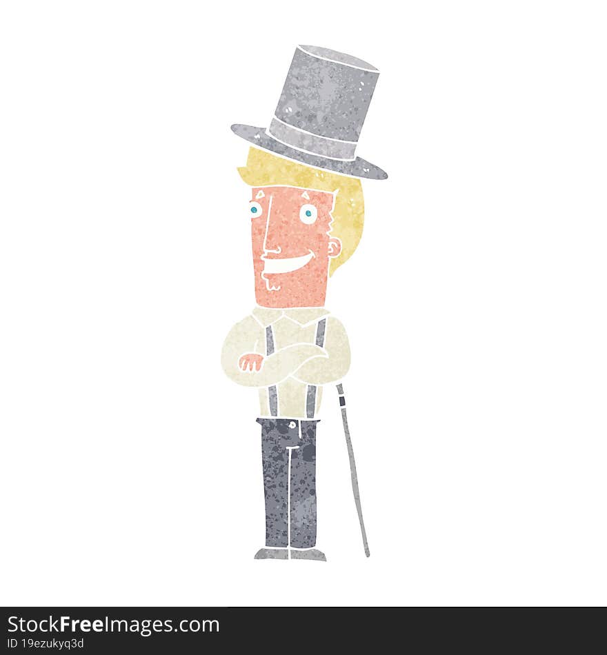 cartoon man wearing top hat