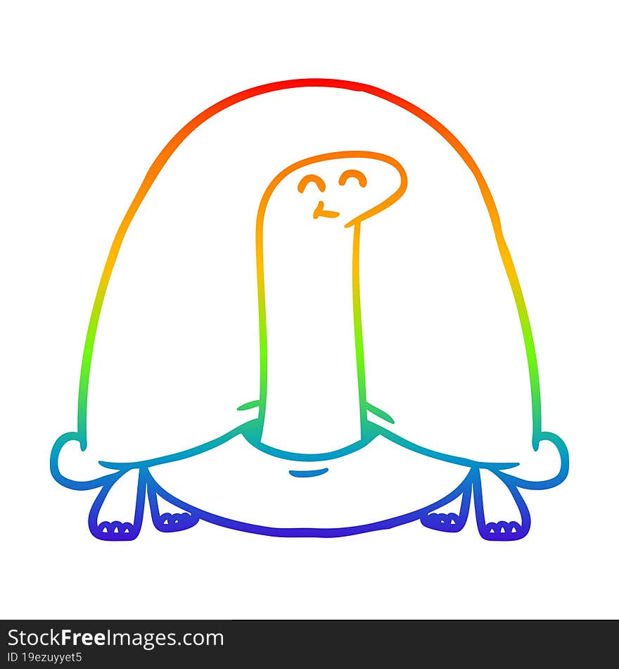 Rainbow Gradient Line Drawing Cartoon Tortoise