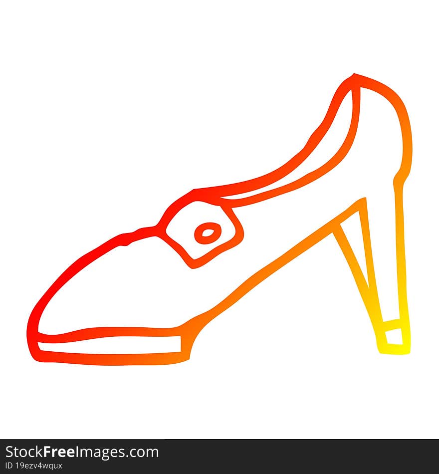 warm gradient line drawing cartoon red shoe